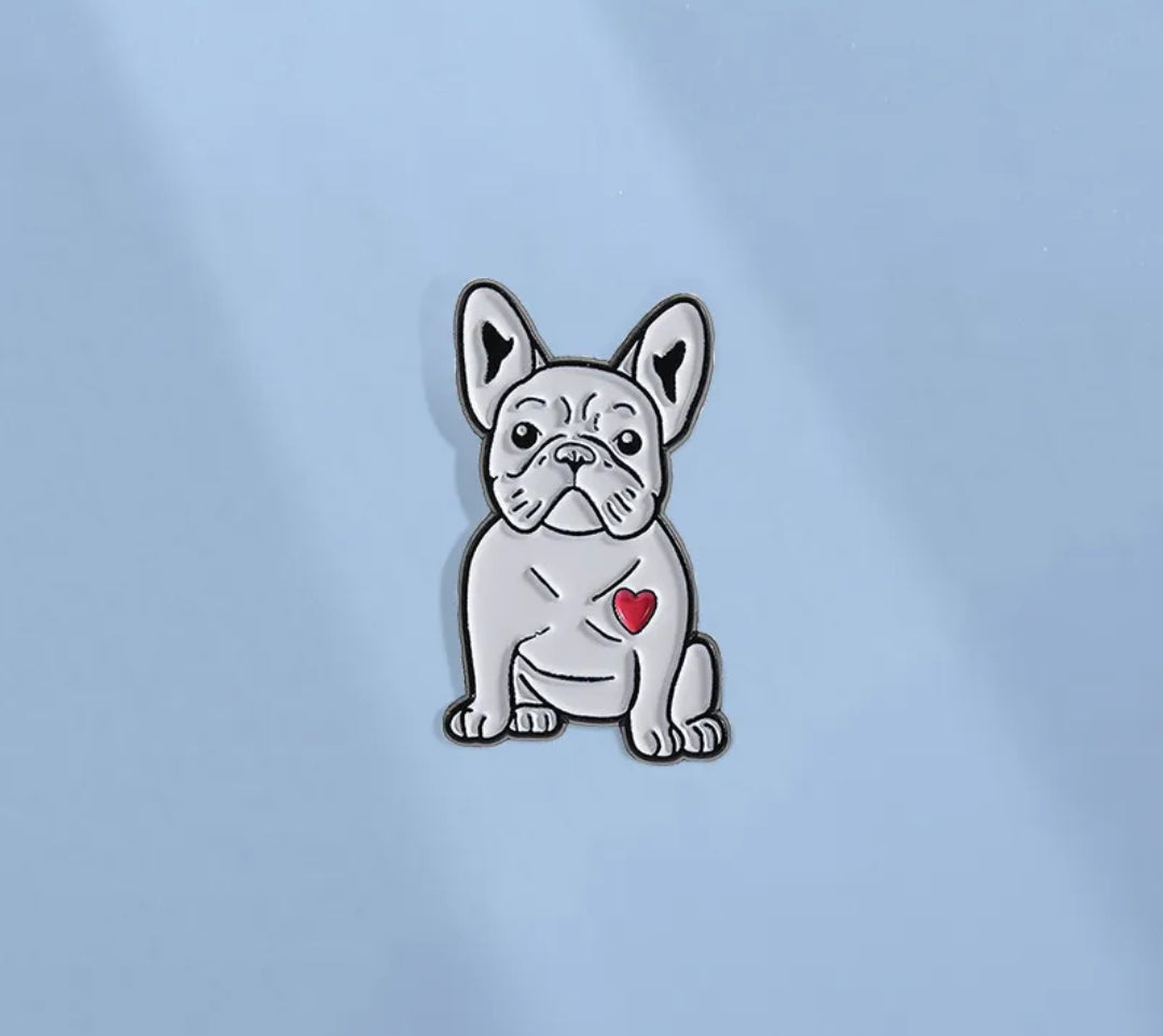 J560 Pin broche para ropa perrito bulldog frances aleacion 3.5cm