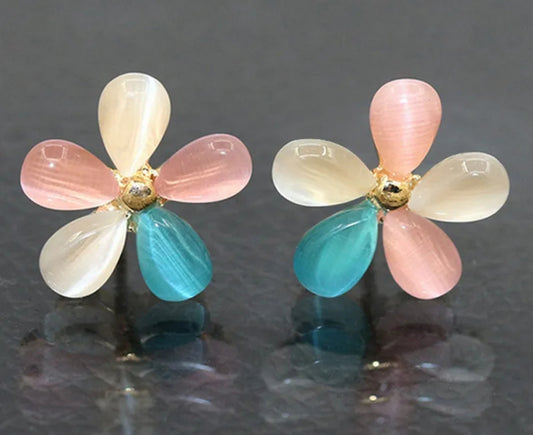 E3121 Aretes flor colores aleacion 1cm